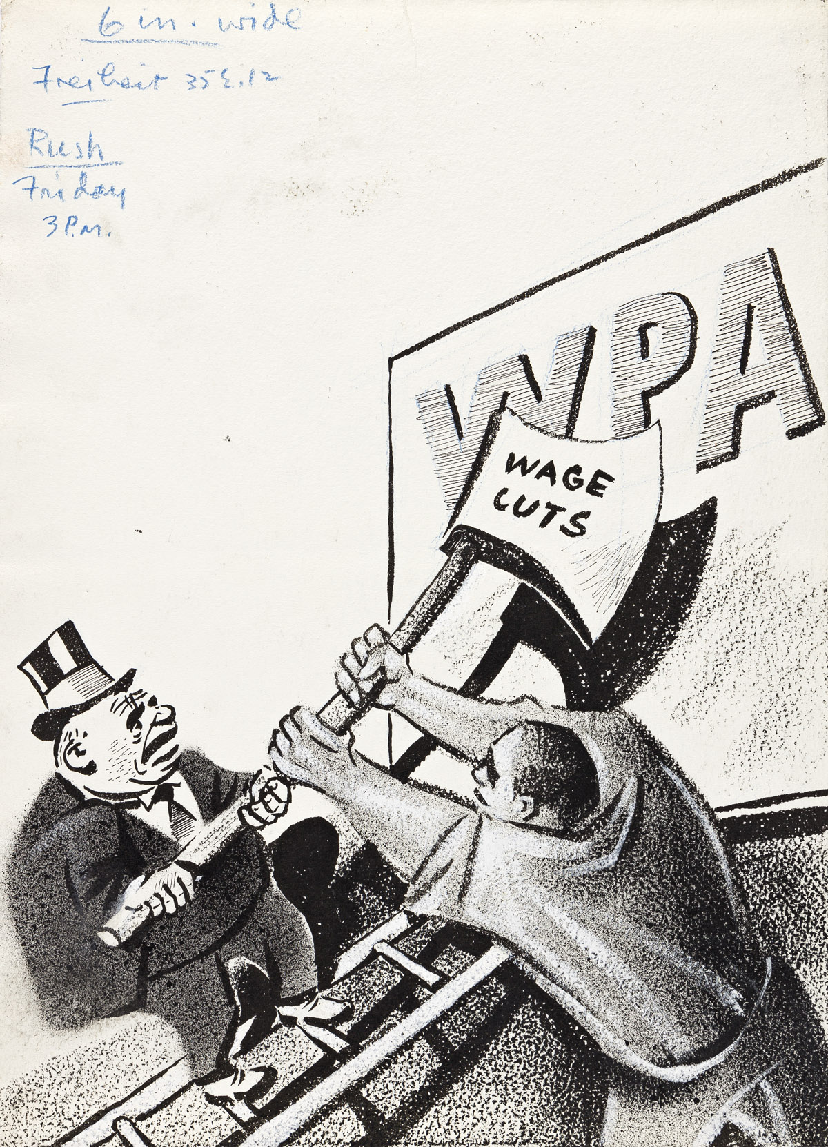 WILLIAM GROPPER (1897-1977) WPA Wage Cuts * Economize! Cut W.P.A..